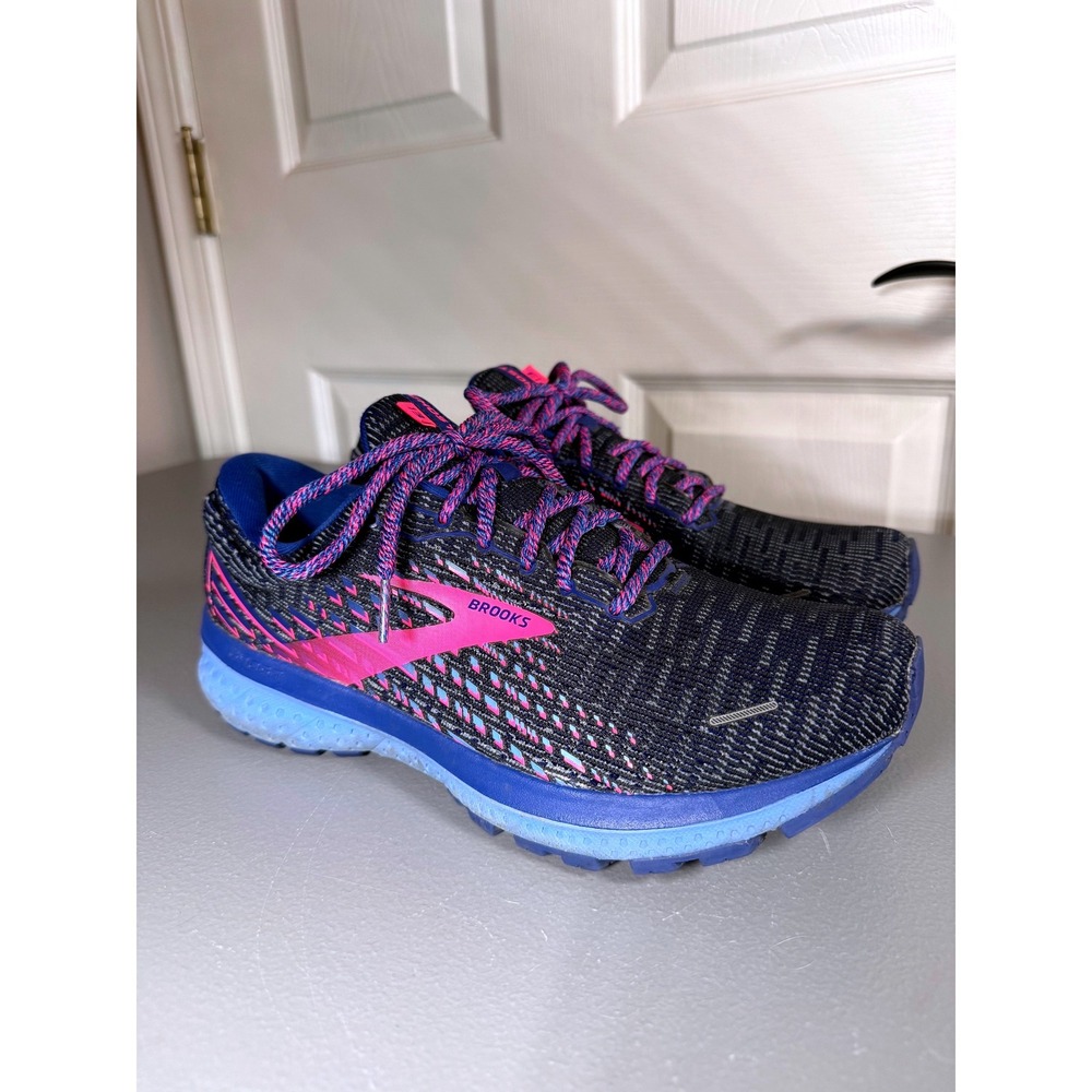 Brooks Ghost 13 Women's Running Shoes Blue Pink Black 1203381B078 Size 10 M EUC